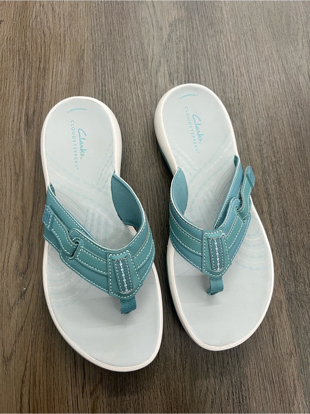 Clarks Teal Slip-On Cloudsteppers Sandal